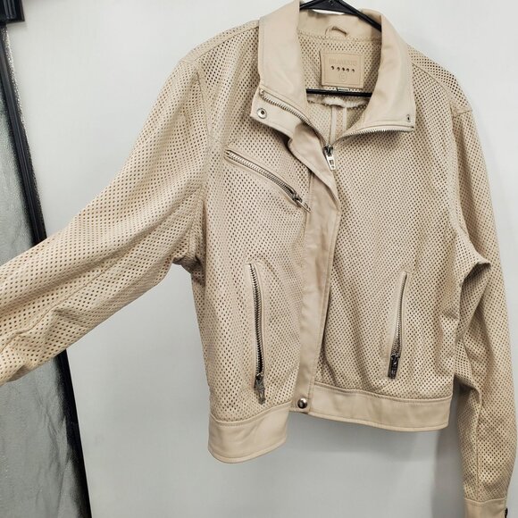 Blank NYC Imelda Cream Perforated Vegan Leather Moto Jacket Women Size XL NWT - Picture 2 of 11